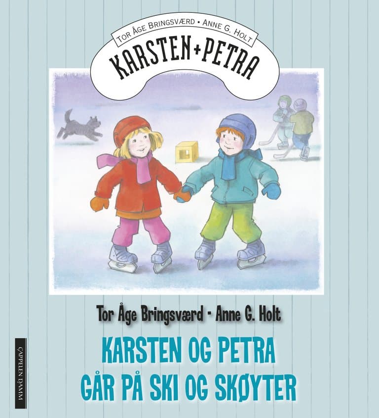 Omslag Karsten og Petra går på ski og skøyter av Tor Åge Bringsværd (Innbundet)