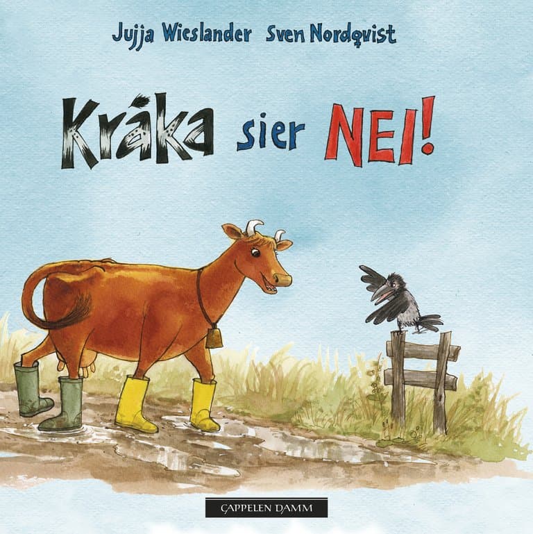 Omslag Mamma Mø - Kråka sier NEI! av Jujja Wieslander og Sven Nordqvist (Innbundet)