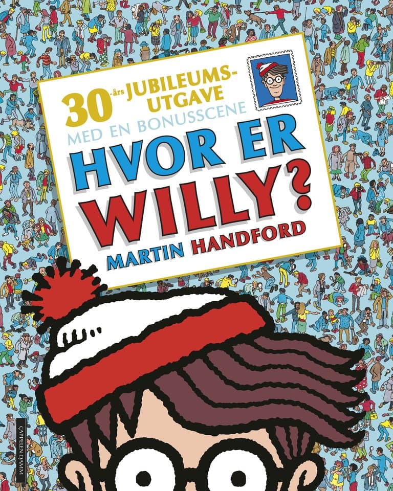 Omslag Hvor er Willy? 30-års jubileumsutgave av Martin Handford (Innbundet)