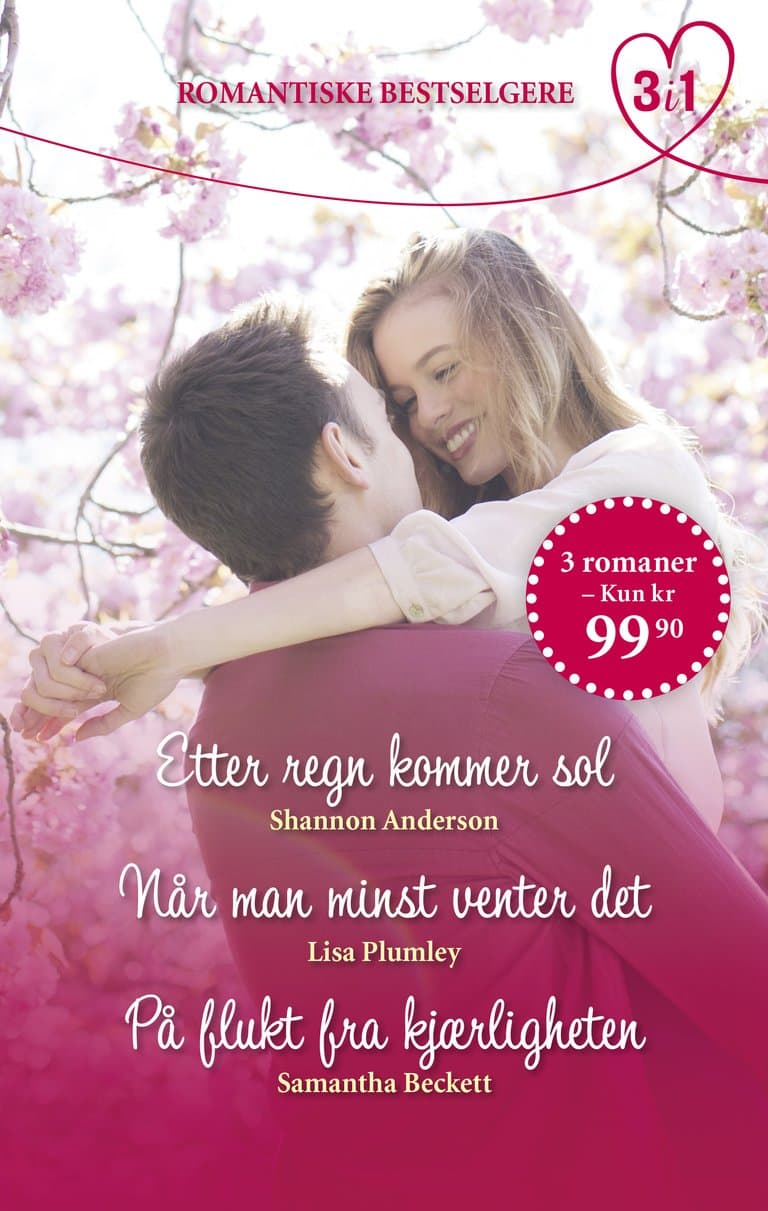 Omslag Etter regn kommer sol / Når man minst venter det / På flukt fra kjærligheten av Shannon Anderson, Lisa Plumley og Samantha Beckett (Ebok)