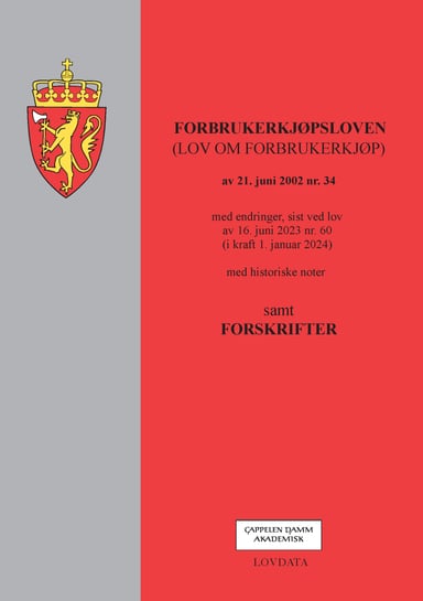 Omslag av "Forbrukerkjøpsloven (lov om forbrukerkjøp) m/forskrifter"