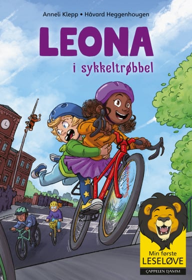 Omslag av "Min første leseløve - Leona i sykkeltrøbbel"