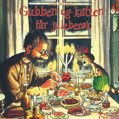 Omslag av "Gubben og katten får julebesøk"