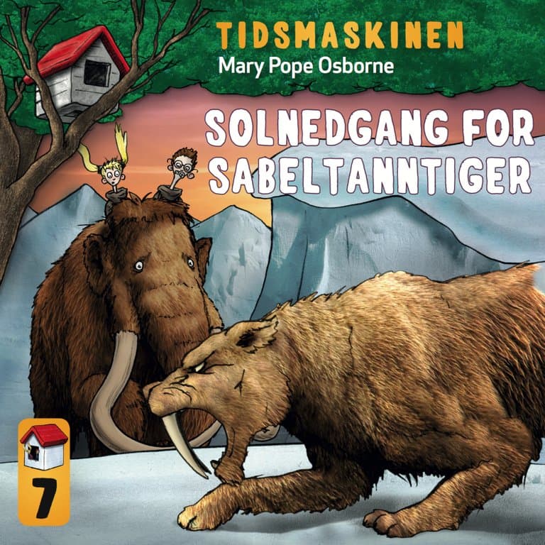 Omslag Solnedgang for sabeltanntiger av Mary Pope Osborne (Lydbok)