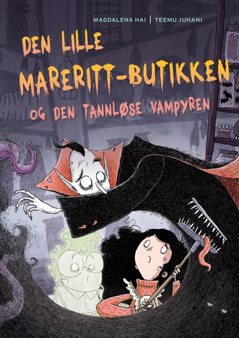 Omslag Den lille mareritt-butikken og den tannløse vampyren av Magdalena Hai (Innbundet)