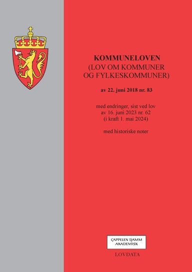 Omslag av "Kommuneloven (lov om kommuner og fylkeskommuner)"